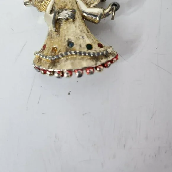 Vintage Rare Beatrix Angel Brooch Pin Gold Tone Crystals Fashion Jewelry Marked - Picture 2 of 6